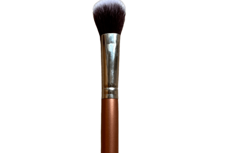 A precision brush with a dome-shaped head, featuring a solid, natural lacquered wood handle and a nickel metal ferrule.