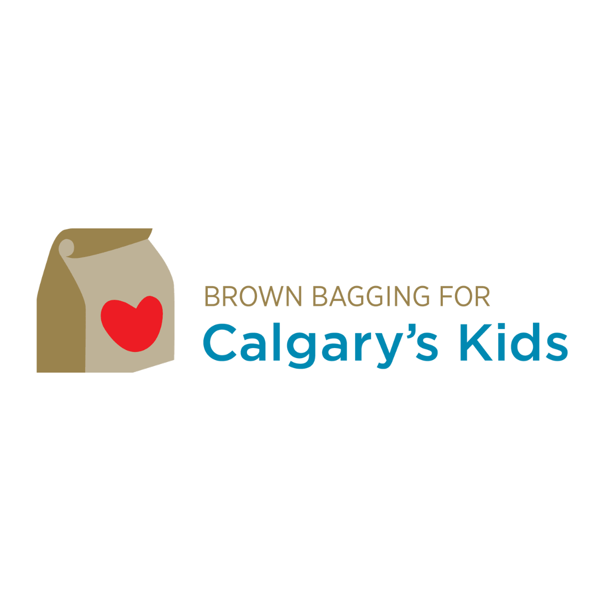 Logo with a brown bag and red heart next to text 'Brown Bagging for Calgary's Kids'.