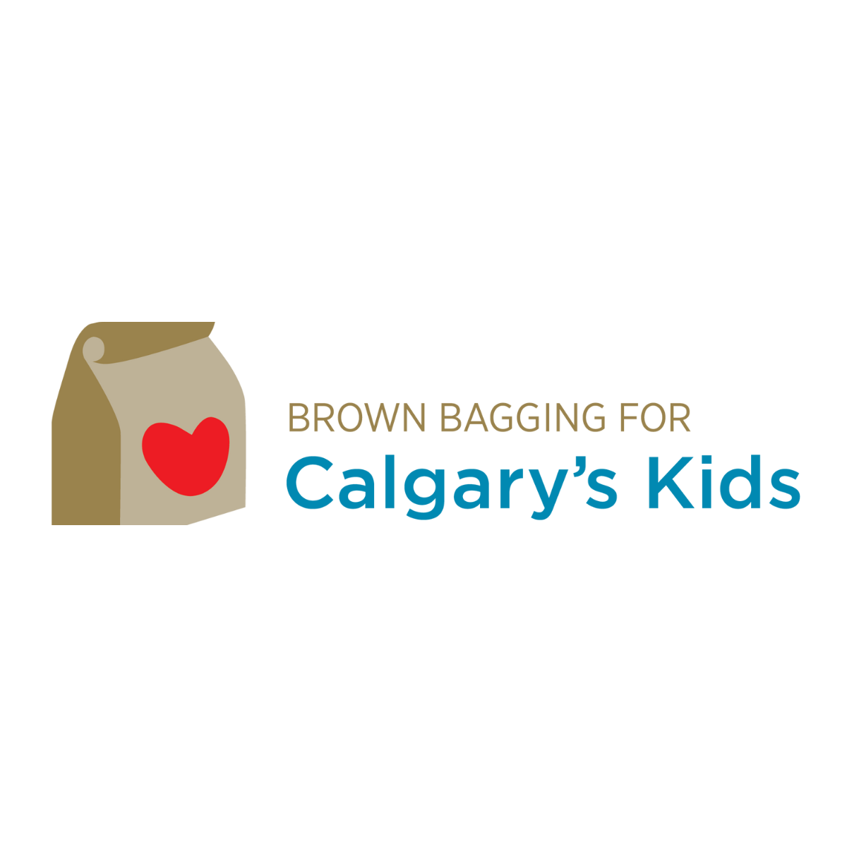 Logo with a brown bag and red heart next to text 'Brown Bagging for Calgary's Kids'.