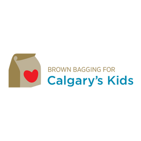 Logo with a brown bag and red heart next to text 'Brown Bagging for Calgary's Kids'.