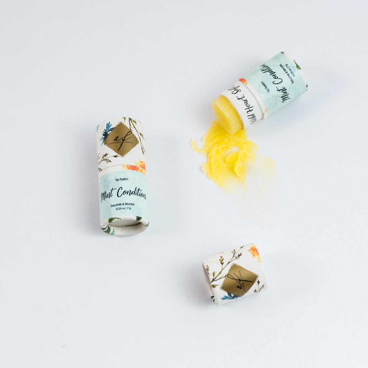 Mint Condition all natural lip balm with cap off showing its colour